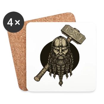 Légende viking viking marin Odin Raven Fighter - Dessous de verre (lot de 4) - blanc - Devant