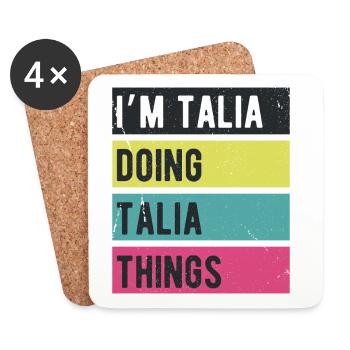 Ich bin Talia und macht Talia-Dinge Retro-Farben - Untersetzer (4er-Set) - Weiß - Vorne