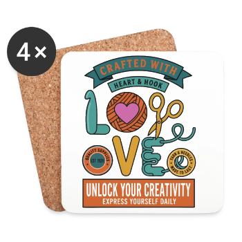 Crocheting Crafted With Heart And Hook Love - Coasters (set of 4) - white - Front
