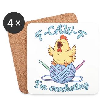 Drôle d’amoureuse du crochet F CAW F Je croquette - Dessous de verre (lot de 4) - blanc - Devant