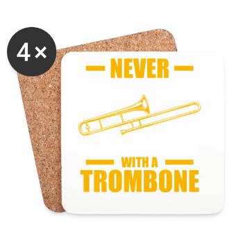 Vieil homme avec un tromboniste tromboniste - Dessous de verre (lot de 4) - blanc - Devant