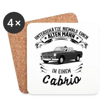 Ne sous-estimez jamais un vieil homme dans une cabriolet - Dessous de verre (lot de 4) - blanc - Devant