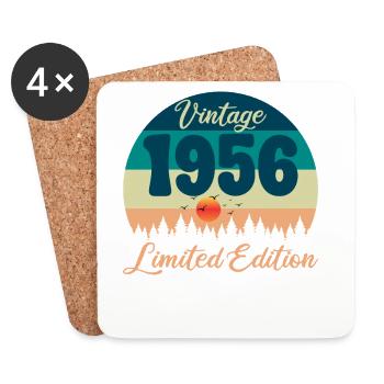 70e Anniversaire 70 ans 1956 Cadeau Vintage Rétro - Dessous de verre (lot de 4) - blanc - Devant