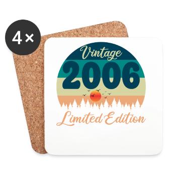 20e Anniversaire 20 ans 2006 Cadeau Vintage Rétro - Dessous de verre (lot de 4) - blanc - Devant