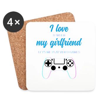Gaming Love: Girlfriend Lets Me Play - Coasters (set of 4) - white - Front