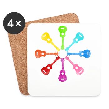 Hawaiian Ukulele Uke Rainbow - Coasters (set of 4) - white - Front