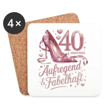 40 & Still Exciting & Fabulous Pink High - Coasters (set of 4) - white - Front