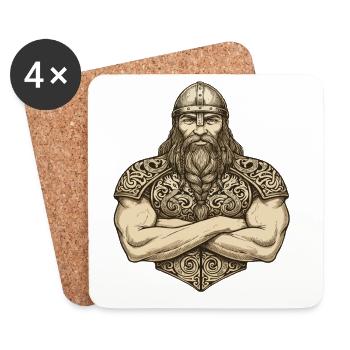 Légende viking viking marin Odin Raven Fighter - Dessous de verre (lot de 4) - blanc - Devant