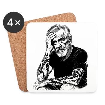 Homme tatoué au portrait - Dessous de verre (lot de 4) - blanc - Devant