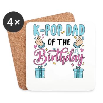 K-Pop Papa de la Fille d’Anniversaire - Dessous de verre (lot de 4) - blanc - Devant