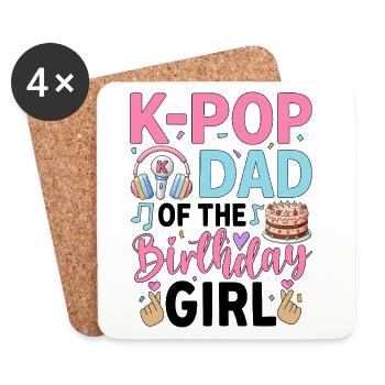 K-Pop Papa de la Fille d’Anniversaire - Dessous de verre (lot de 4) - blanc - Devant