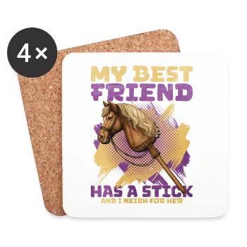 50 My Best Friend Has A Stick And I Neigh For H - Untersetzer (4er-Set) - Weiß - Vorne