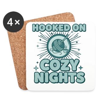 Hooked On Cozy Nights Crochet Lover Funny - Coasters (set of 4) - white - Front