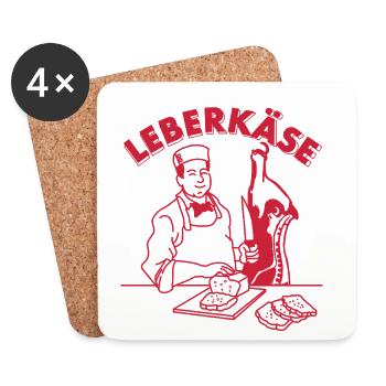 Lustiger Metzger Leberkäse Bayrischer Döner - Untersetzer (4er-Set) - Weiß - Vorne