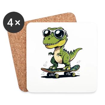 Skater alligator with sunglasses - Coasters (set of 4) - white - Front