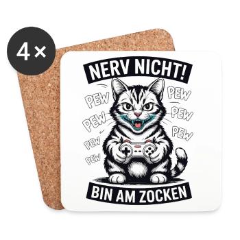 Courage Not I Gaming Cat Design - Dessous de verre (lot de 4) - blanc - Devant
