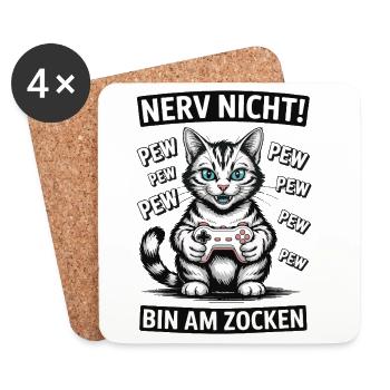 Courage Not I Gaming Cat Design - Dessous de verre (lot de 4) - blanc - Devant