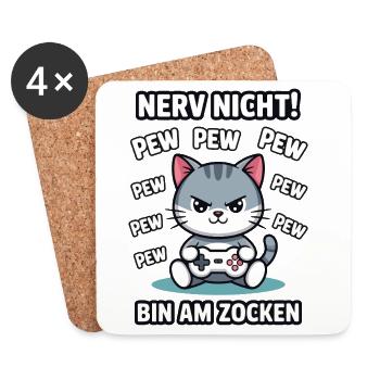 Courage Not I Gaming Cat Design - Dessous de verre (lot de 4) - blanc - Devant
