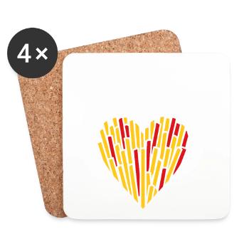 Belgische Liebhaber von Pommes Frites Herz - Untersetzer (4er-Set) - Weiß - Vorne