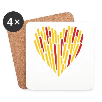 Belgian fries heart - Coasters (set of 4) - white - Front