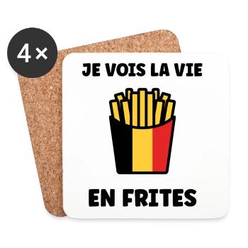 Belgische Pommes Flagge-Grafik - Untersetzer (4er-Set) - Weiß - Vorne