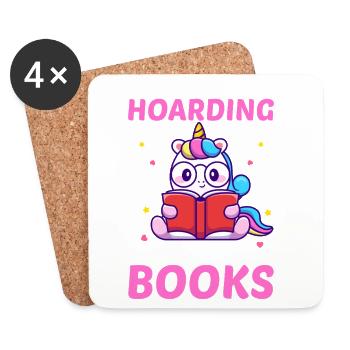 Lesen Bücher Einhorn - Untersetzer (4er-Set) - Weiß - Vorne