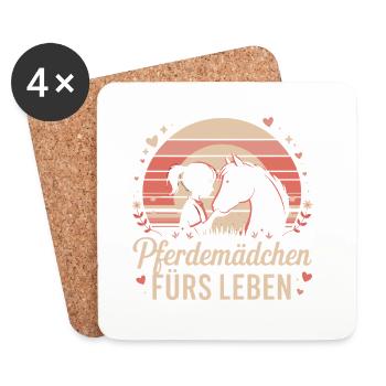 Horse Girl For Life Sunset - Coasters (set of 4) - white - Front