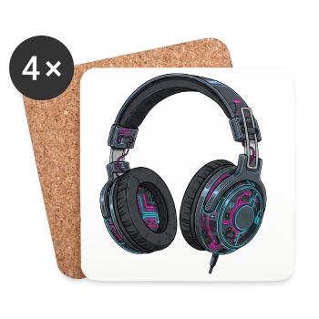 Retro Kopfhörer Techno DJ 90er Musik Style - Untersetzer (4er-Set) - Weiß - Vorne