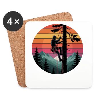 Climber in sunset forest landscape - Coasters (set of 4) - white - Front
