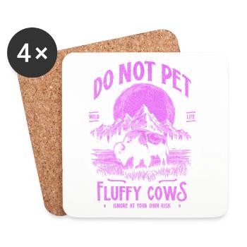 Les bisons vintage ne caressent pas les vaches duveteuses Bizons drôles - Dessous de verre (lot de 4) - blanc - Devant
