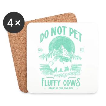 Les bisons vintage ne caressent pas les vaches duveteuses Bizons drôles - Dessous de verre (lot de 4) - blanc - Devant