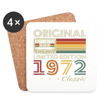 1972 Vintage Rétro Cadeau D’anniversaire - Dessous de verre (lot de 4) - blanc - Devant