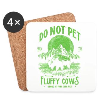 Les bisons vintage ne caressent pas les vaches duveteuses Bizons drôles - Dessous de verre (lot de 4) - blanc - Devant
