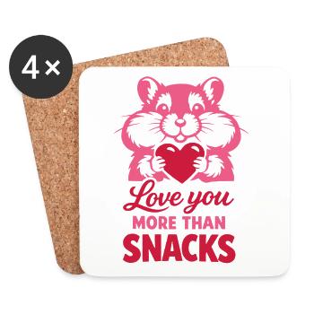 Liebe dich mehr als Snacks – Hamster - Untersetzer (4er-Set) - Weiß - Vorne