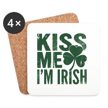 Embrasse-moi, je suis Irish Shamrock - Dessous de verre (lot de 4) - blanc - Devant