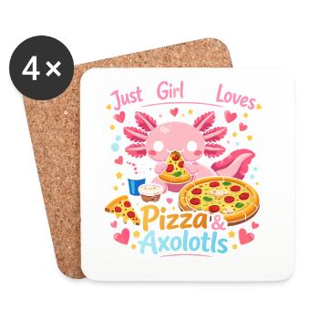 Pizza Axolotl Love Design - Dessous de verre (lot de 4) - blanc - Devant