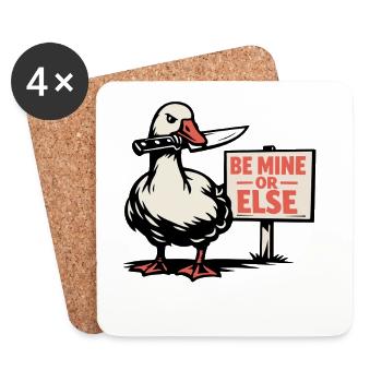 Be Mine or Else - Valentine's Gans - Untersetzer (4er-Set) - Weiß - Vorne