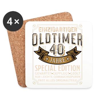 Einzigartiger Oldtimer 40 Jahre - Untersetzer (4er-Set) - Weiß - Vorne