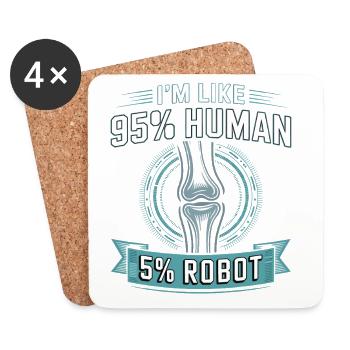 95% Mensch 5% Roboter - Untersetzer (4er-Set) - Weiß - Vorne