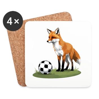 Fox dans le match de football - Dessous de verre (lot de 4) - blanc - Devant
