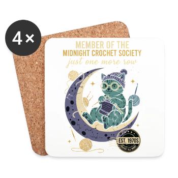 Midnight Crochet Society Just One More Row Crochet - Coasters (set of 4) - white - Front