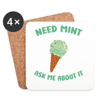Fresh Cream Waffle Cone Italian Mint - Coasters (set of 4) - white - Front