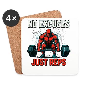 No Excuses Just Reps Gym Shirt - Coasters (set of 4) - white - Front