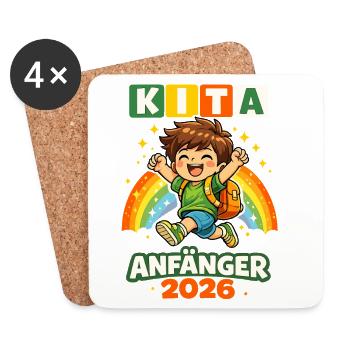 Kita Anfänger 2026 Schulstart Motiv - Untersetzer (4er-Set) - Weiß - Vorne