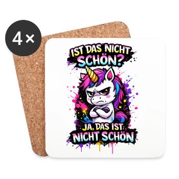 Ist das nicht schön? Einhorn Spruch - Untersetzer (4er-Set) - Weiß - Vorne