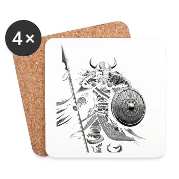 Légende viking viking marin Odin Raven Fighter - Dessous de verre (lot de 4) - blanc - Devant