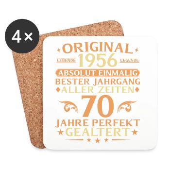 70 Years Perfectly Aged Vintage 1956 - Coasters (set of 4) - white - Front