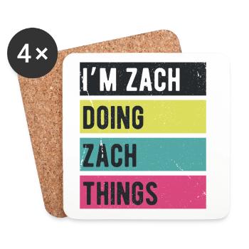 Je suis Zach qui fait des couleurs rétro de Zach Things - Dessous de verre (lot de 4) - blanc - Devant