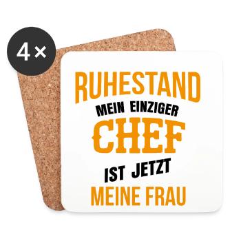 Ruhestand: Mein einziger Chef ist jetzt Frau - Untersetzer (4er-Set) - Weiß - Vorne