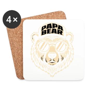 Logo de Papa Ours avec lunettes de soleil - Dessous de verre (lot de 4) - blanc - Devant